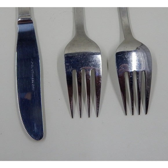 Stanley Roberts Crown Grande Beaded Stainless Japan Fork and Knife Set of 3 - Picture 6 of 9